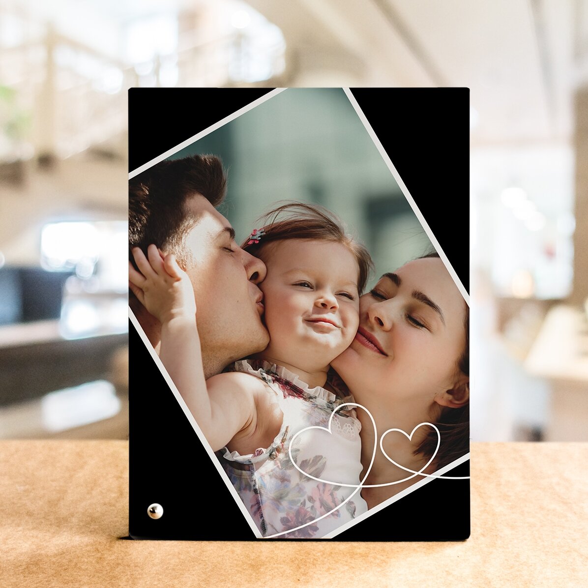 Cadre photo de bureau personnalisé avec une photo et un cœur