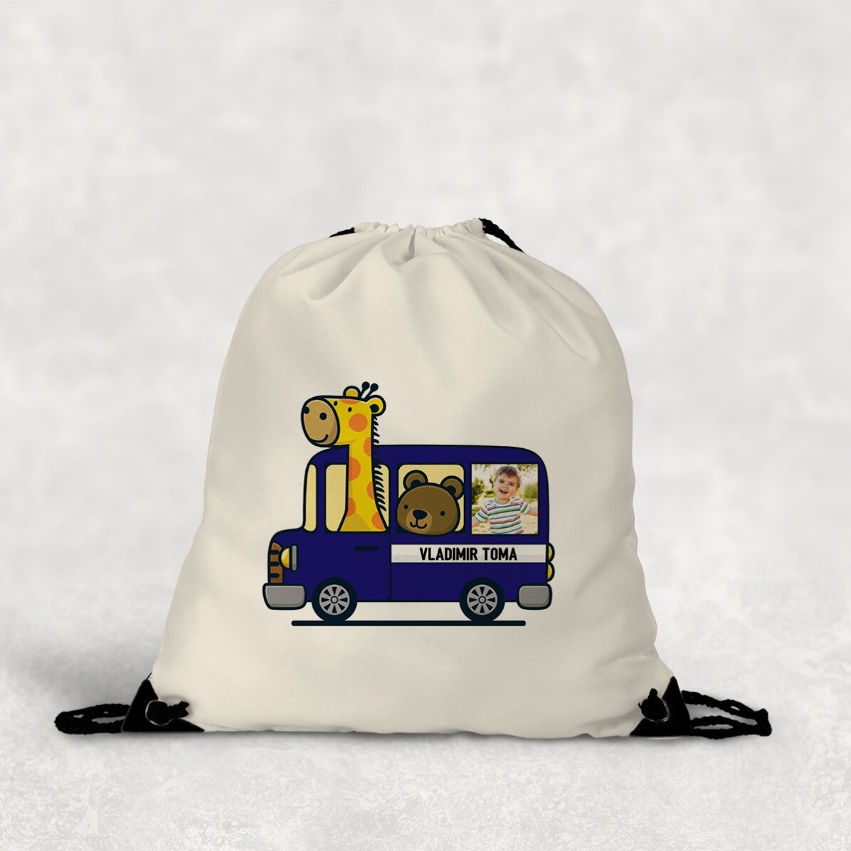 Sac à dos personnalisé avec une photo et un prénom - Voiture