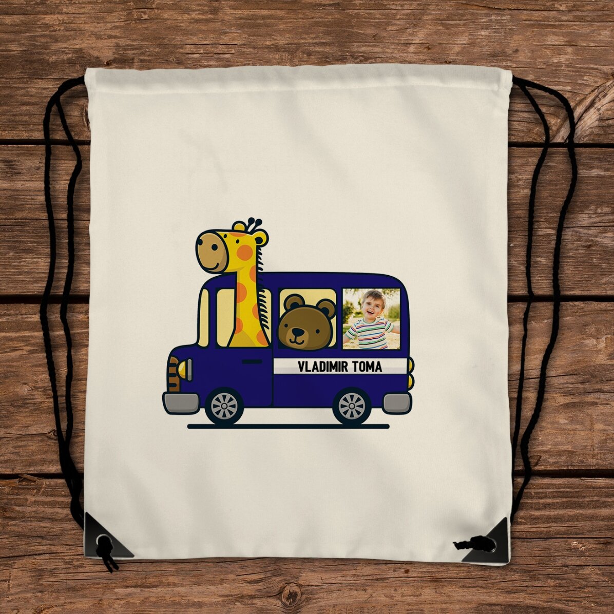 Sac à dos personnalisé avec une photo et un prénom - Voiture