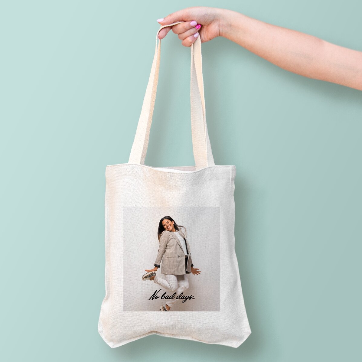 Sac personnalisé avec photo et texte - No bad days
