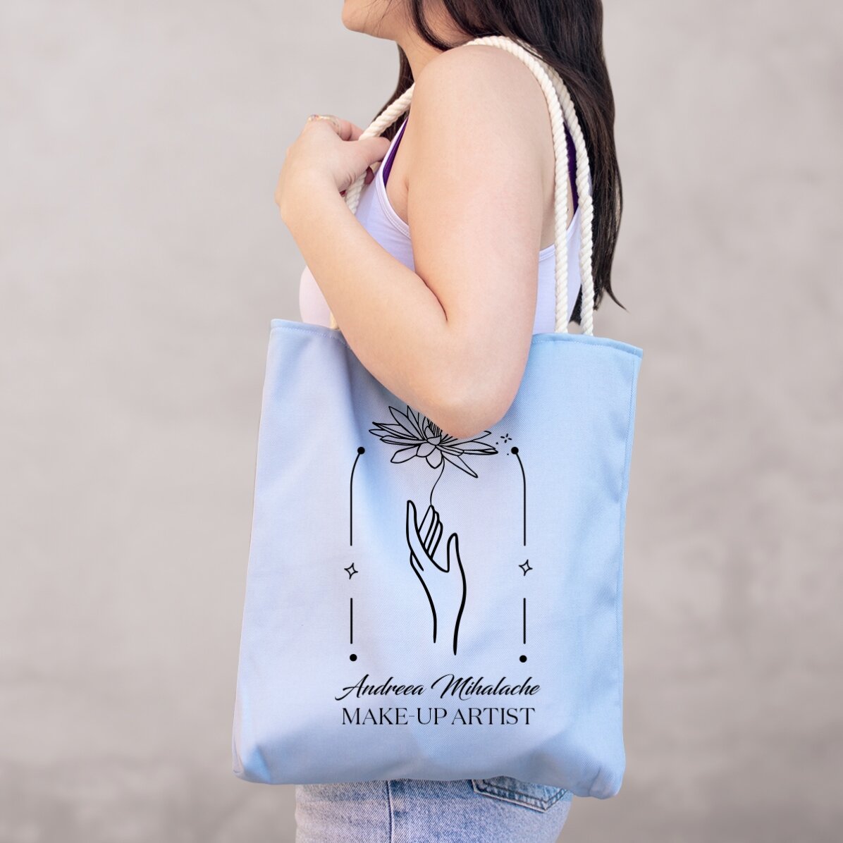 Gepersonaliseerde tas met tekst - Bloemenmotief