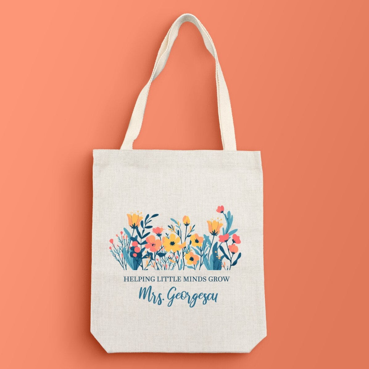 Gepersonaliseerde tas met tekst - Bloemen