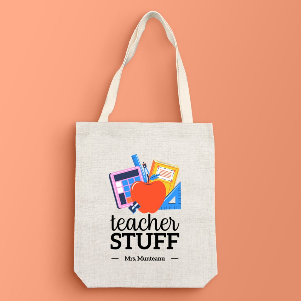 Gepersonaliseerde tas met tekst - Teacher Stuff