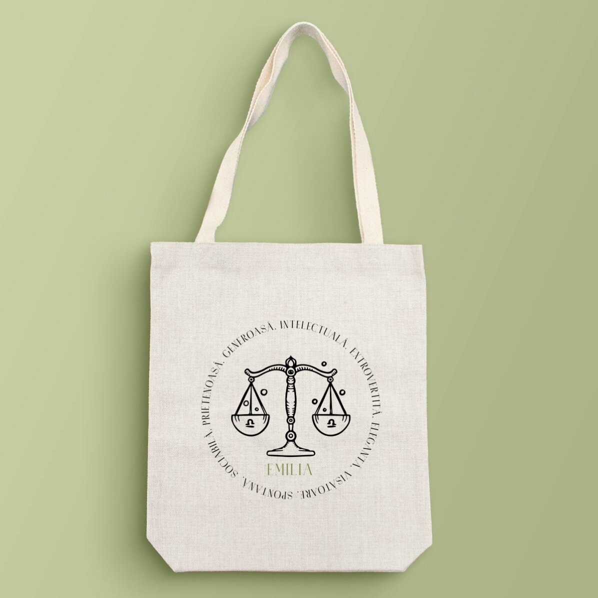 Gepersonaliseerde tas met tekst - Sterrenbeeld Weegschaal