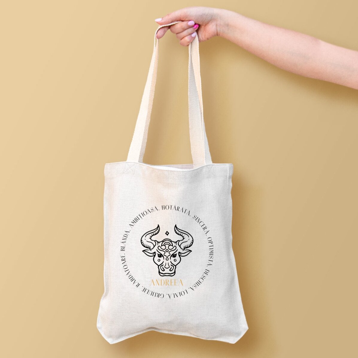 Gepersonaliseerde tas met tekst - Sterrenbeeld Stier