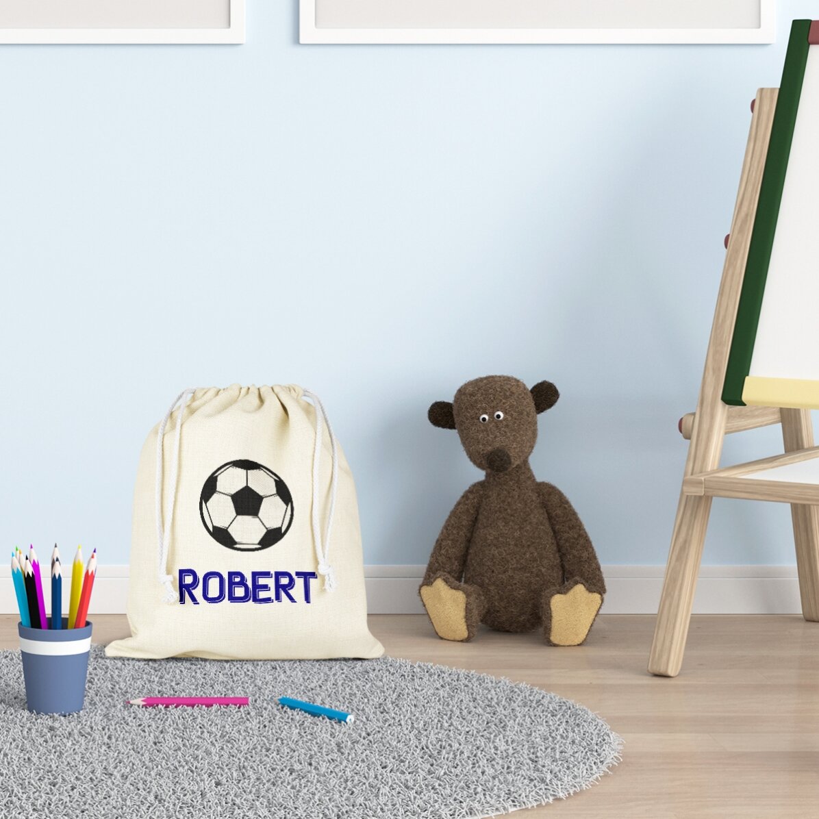 Middelgroot tasje met naam erop - Voetbal