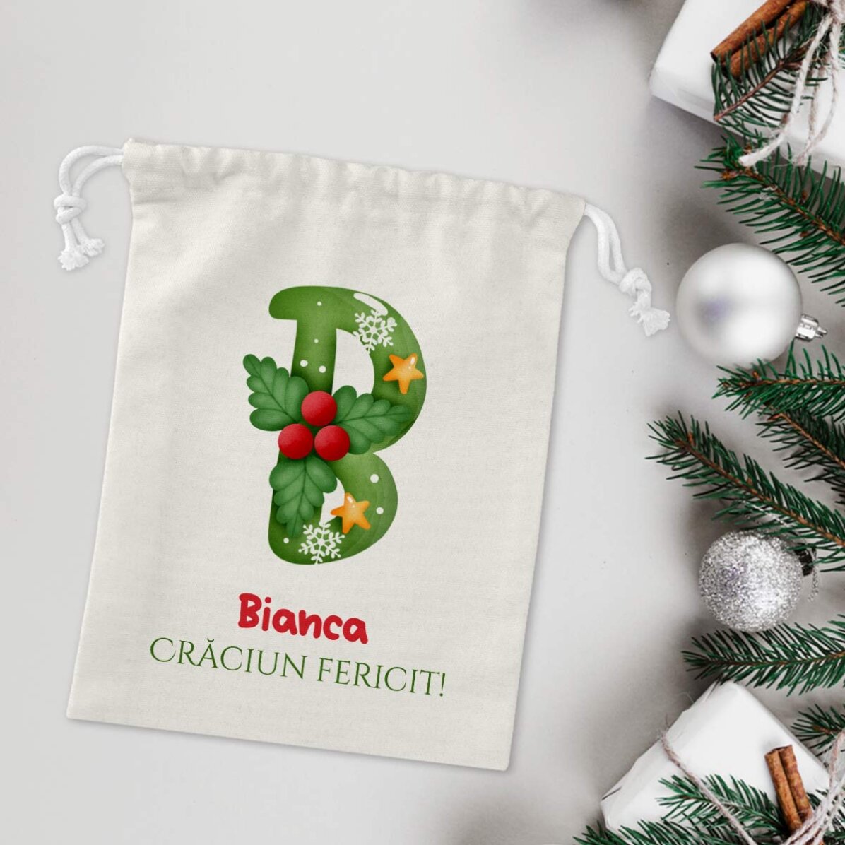 Petit sac cadeau personnalisé avec un prénom - Noël
