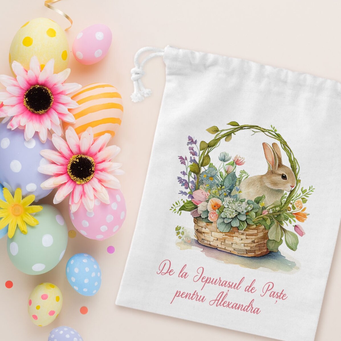 Kleine, gepersonaliseerde cadeauzakje met tekst - Konijntje