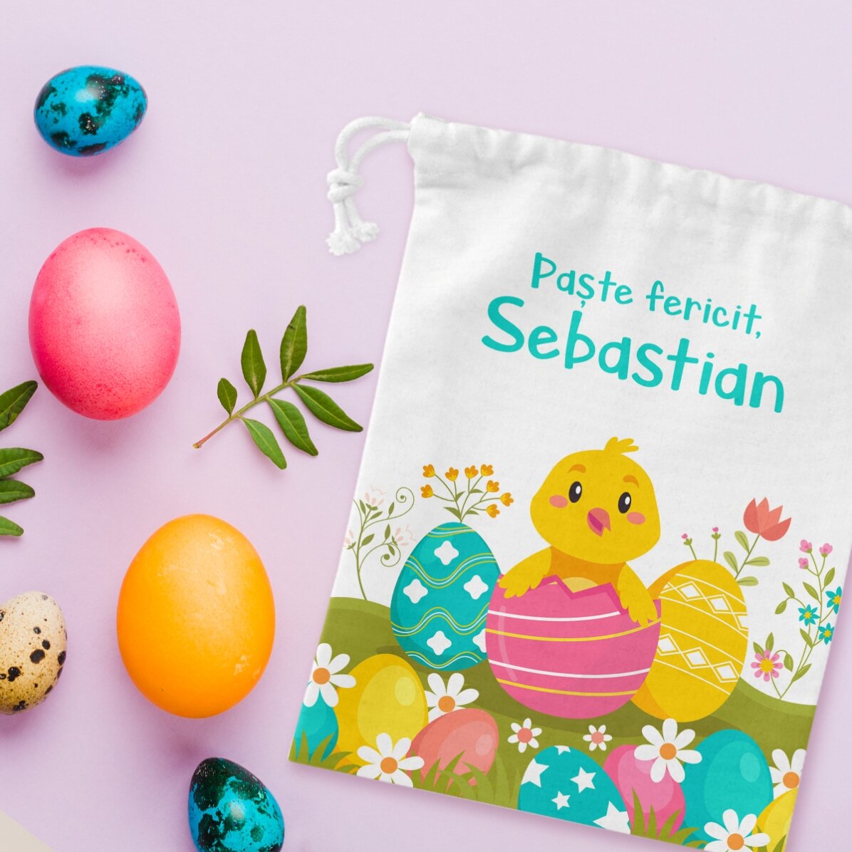 Kleine, gepersonaliseerde cadeauzakje met tekst - Pasen