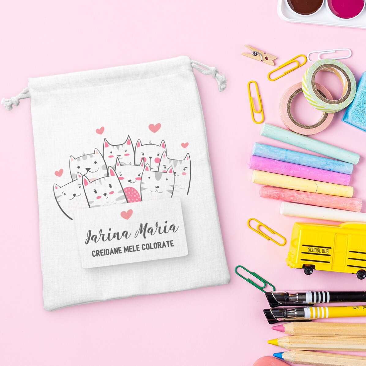 Kleine, gepersonaliseerde tas met tekst - Kitty