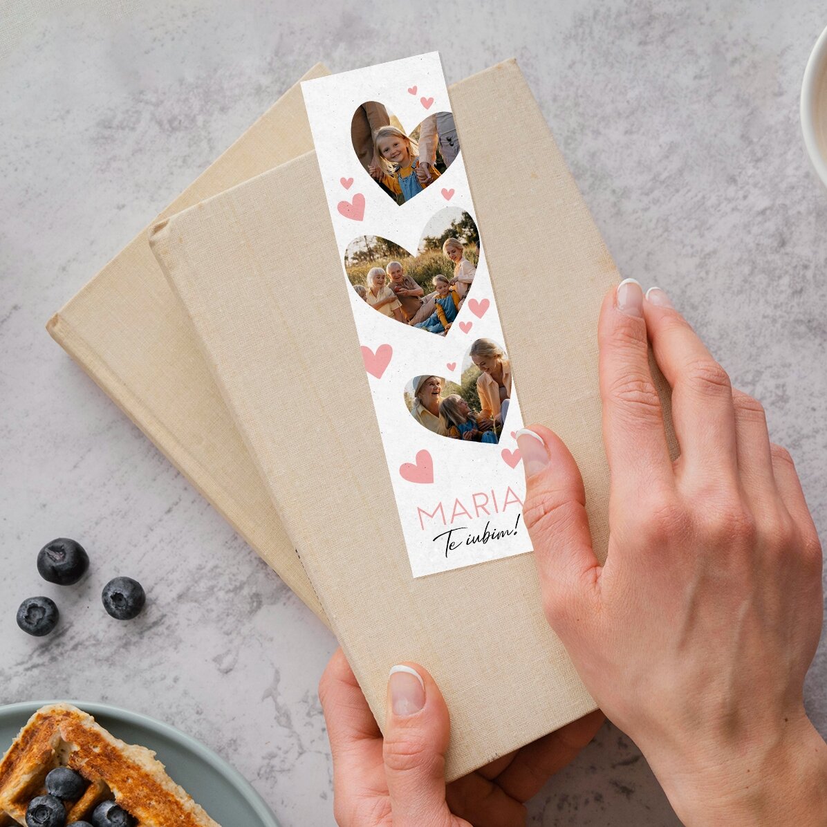 Gepersonaliseerde boekenlegger met 3 foto
