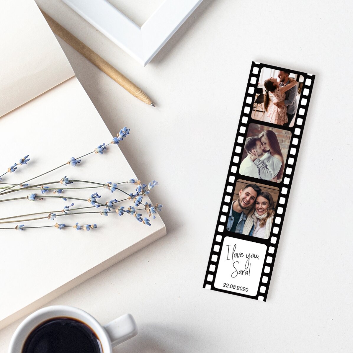 Gepersonaliseerde boekenlegger met 3 foto
