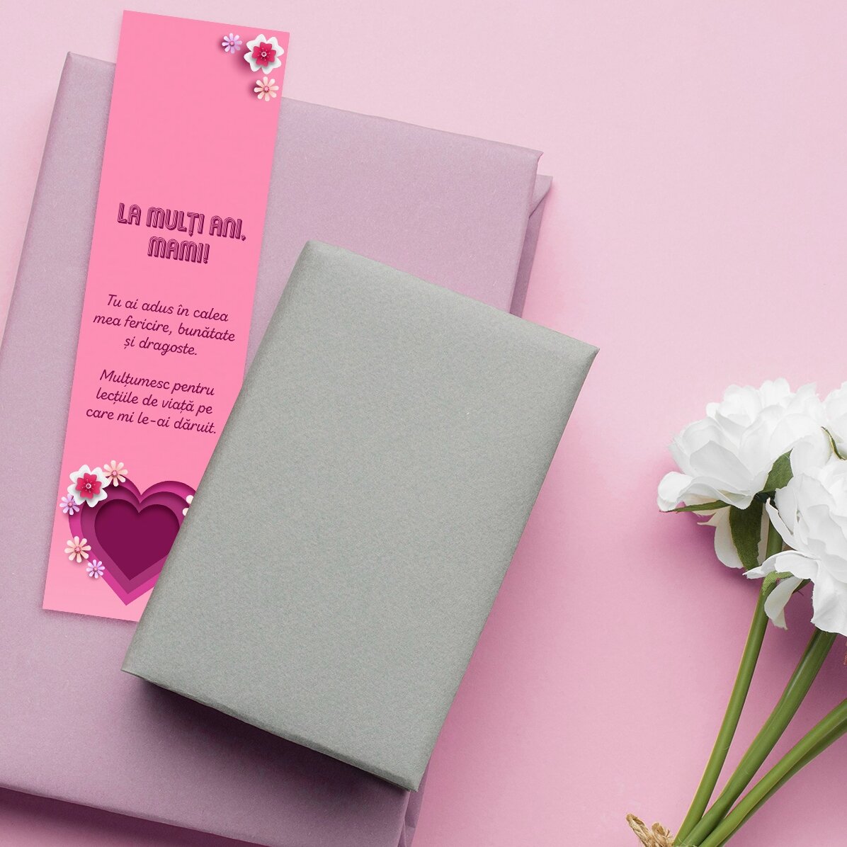 Marque-page personnalisé avec message - Cœur rose