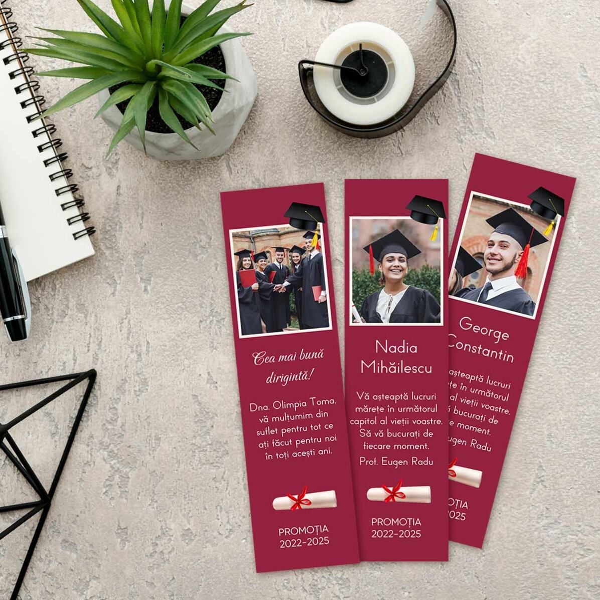 Gepersonaliseerde bladwijzer met een foto en een boodschap - Afstuderen