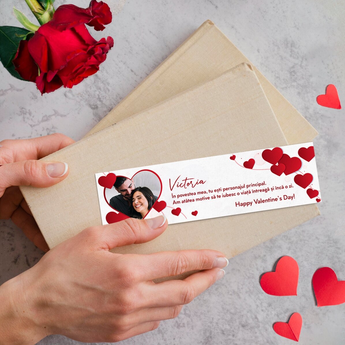 Marque-page personnalisé avec une photo et un message - « I love you »