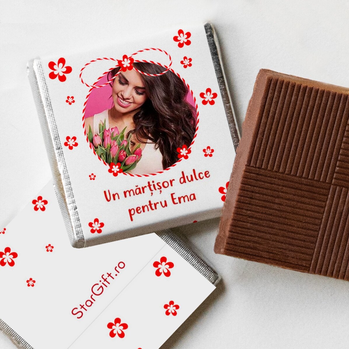 Set van 10 gepersonaliseerde minichocolade met foto