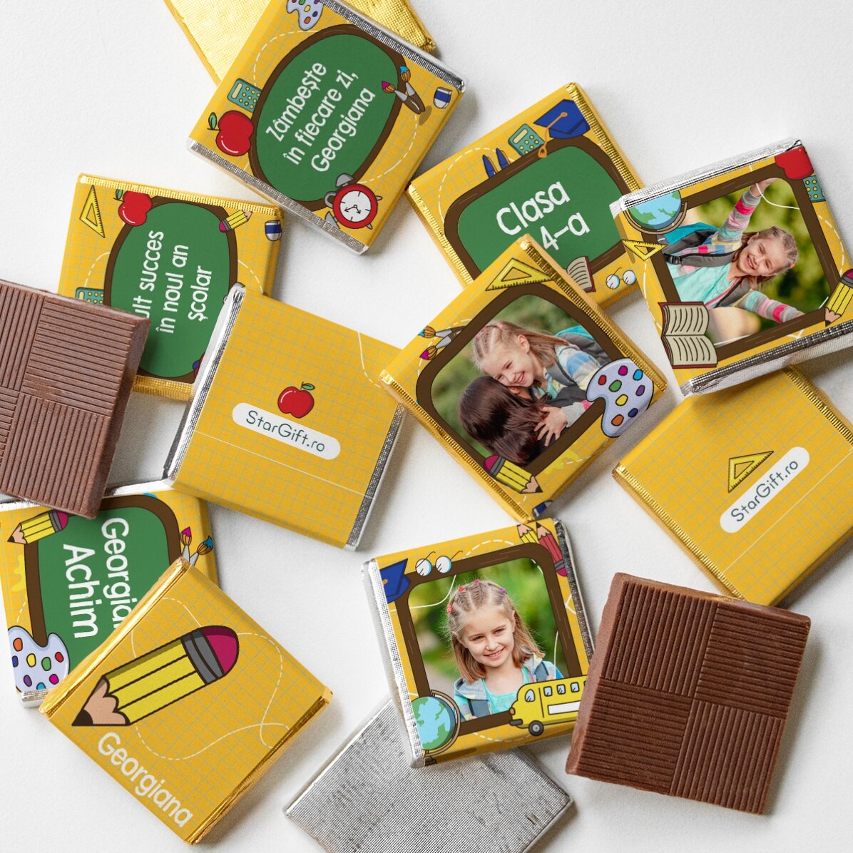 Set van 10 gepersonaliseerde minichocolade met foto