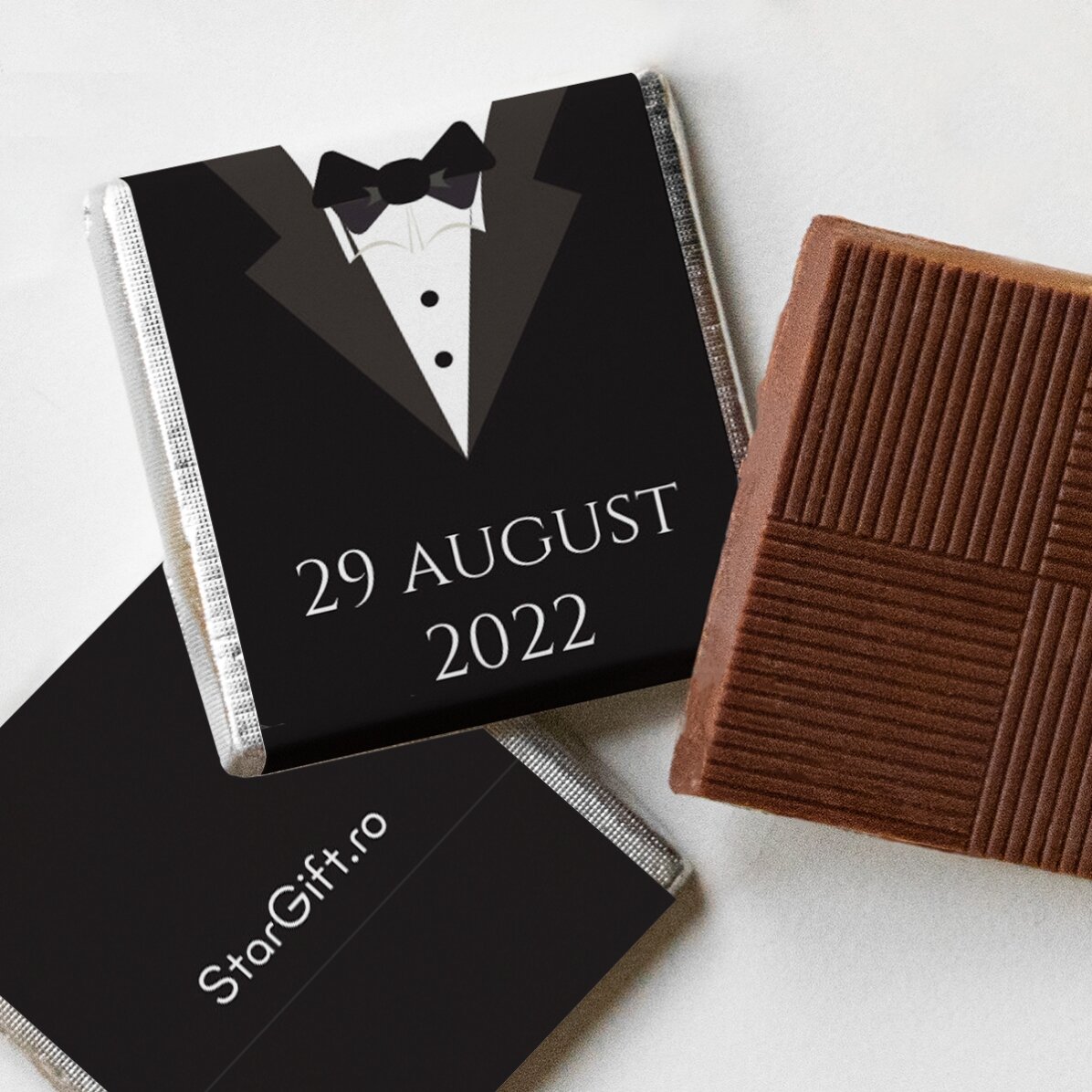 Set van 10 gepersonaliseerde minichocolade met tekst - Mr and Mrs