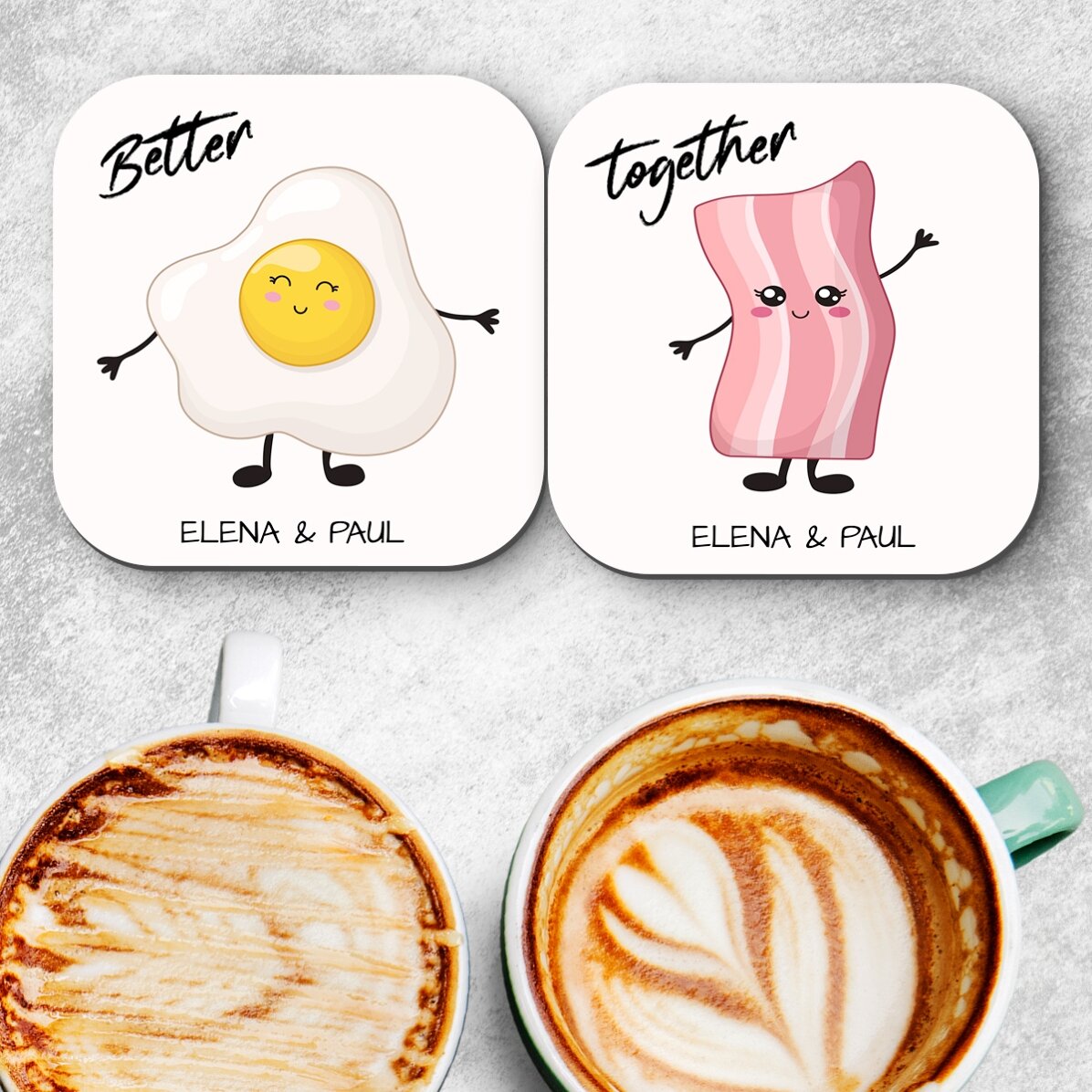 Set van 2 gepersonaliseerde onderzetters met tekst - Better Together