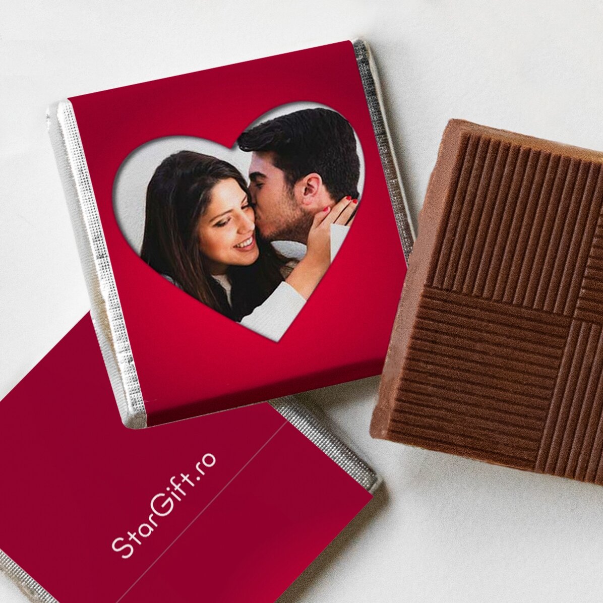 Lot de 5 mini-chocolats personnalisés avec photos et texte - Love