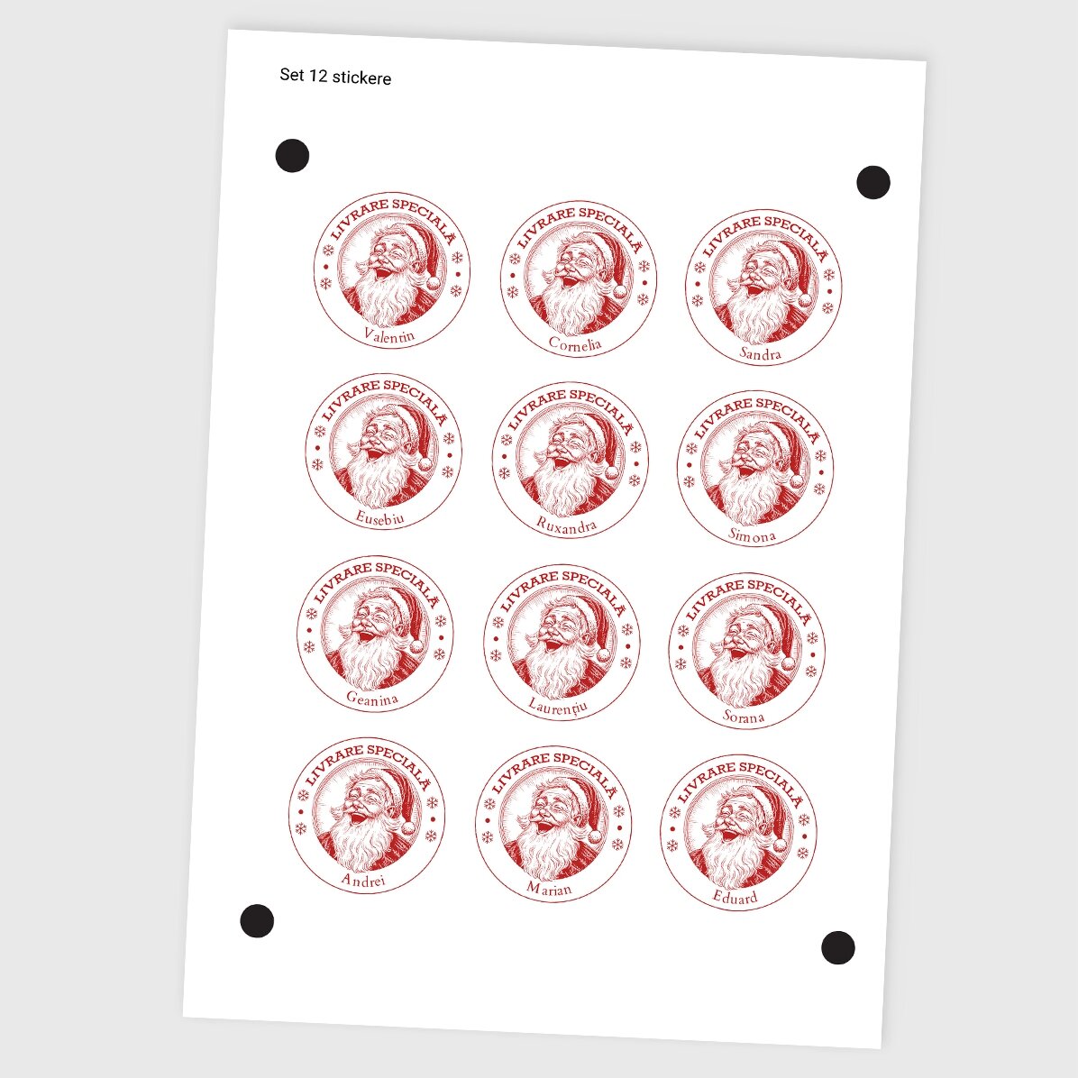 Set van 12 gepersonaliseerde stickers (zelfklevende etiketten) met naam - Speciale levering