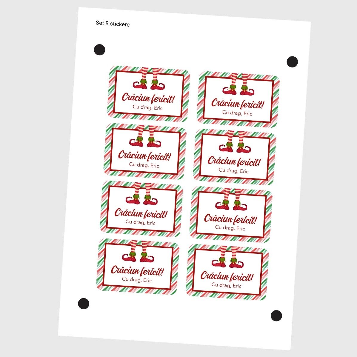 Set van 8 gepersonaliseerde stickers (zelfklevende etiketten) - Elf