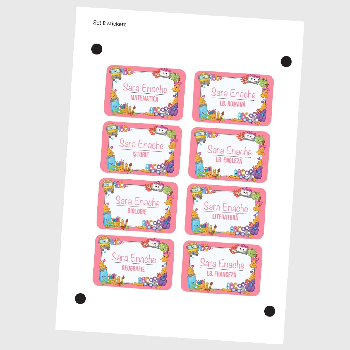 Lot de 8 autocollants (étiquettes adhésives) personnalisés pour l