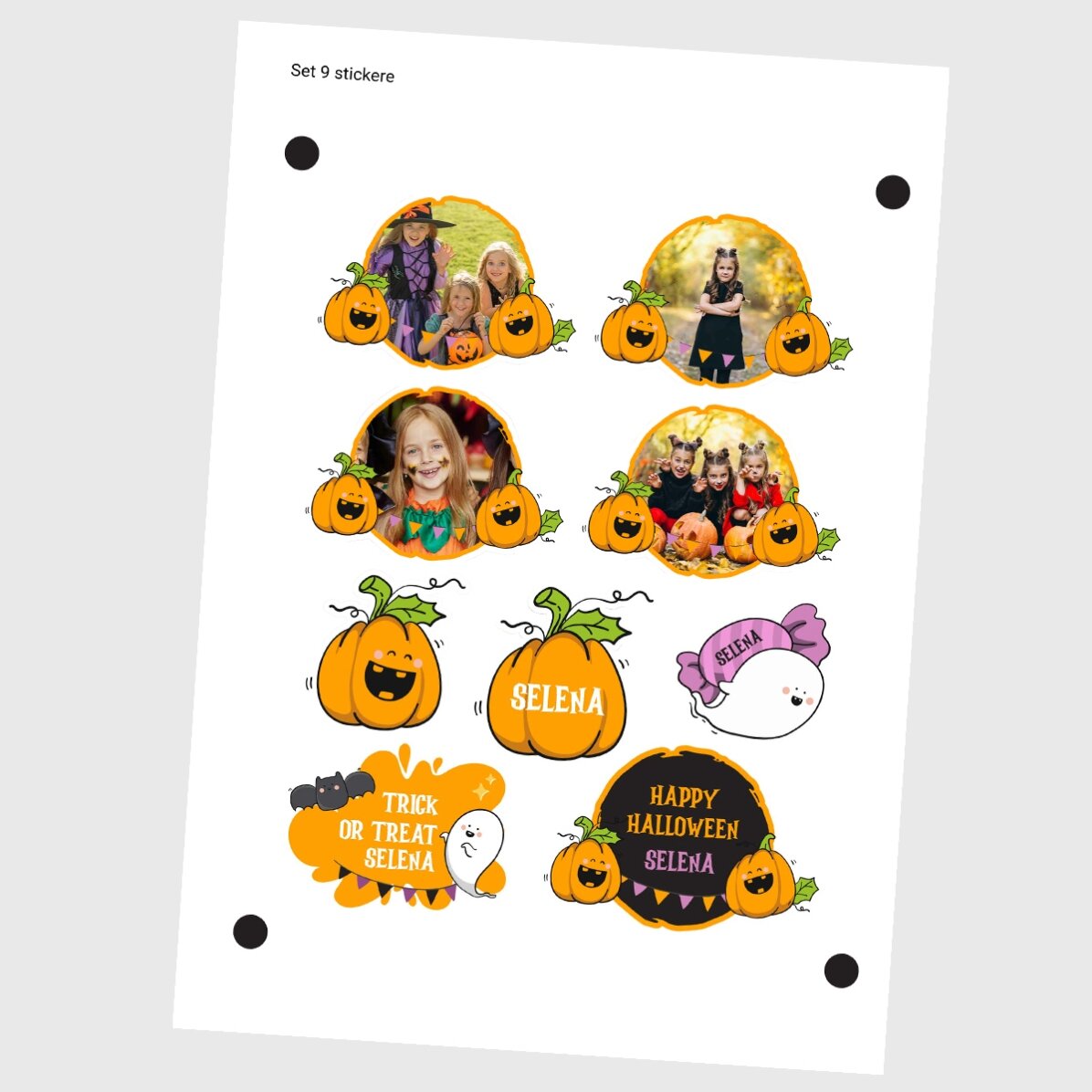 Set gepersonaliseerde stickers (zelfklevende etiketten) met foto