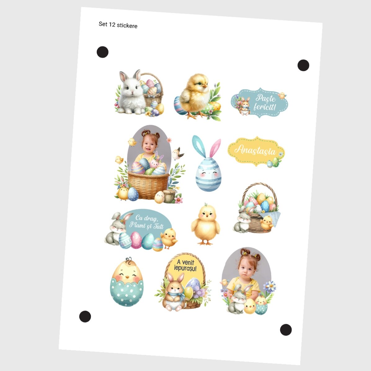 Set gepersonaliseerde stickers (zelfklevende etiketten) met foto