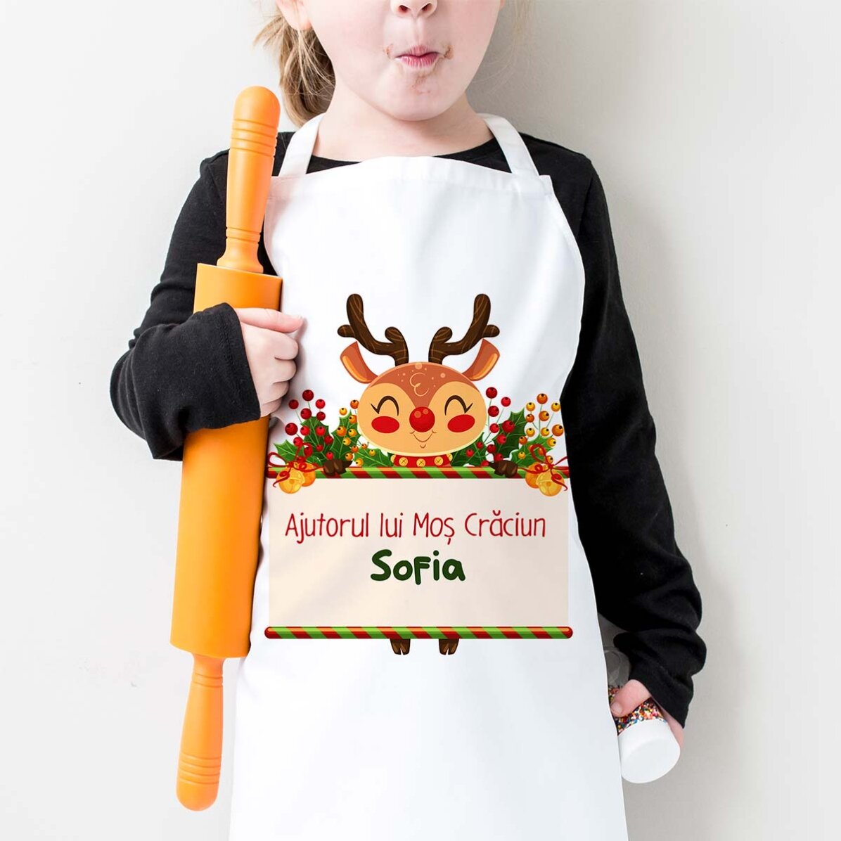 Gepersonaliseerde kindersok met tekst - De hulp van de Kerstman
