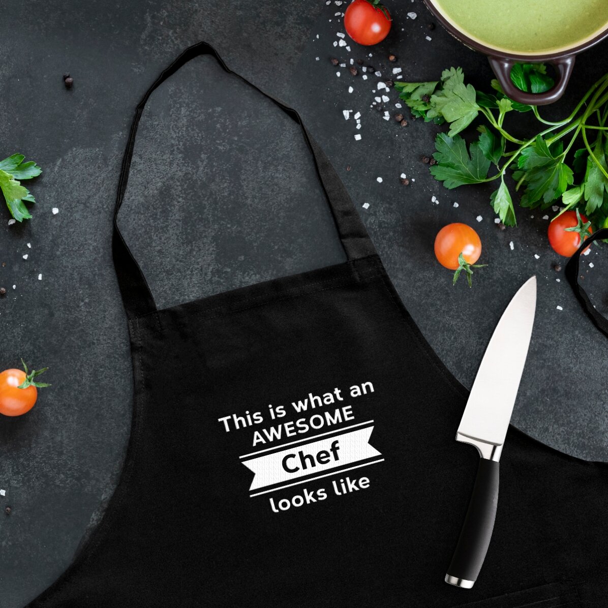 Tablier personnalisé avec texte - Awesome Chef