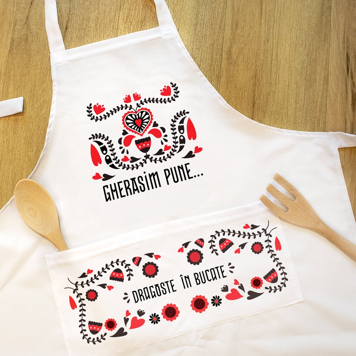 Gepersonaliseerd schort met tekst - Liefde in gerechten