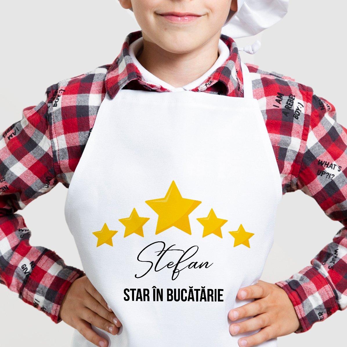 Gepersonaliseerd kinderkostuum met tekst - Ster in de keuken