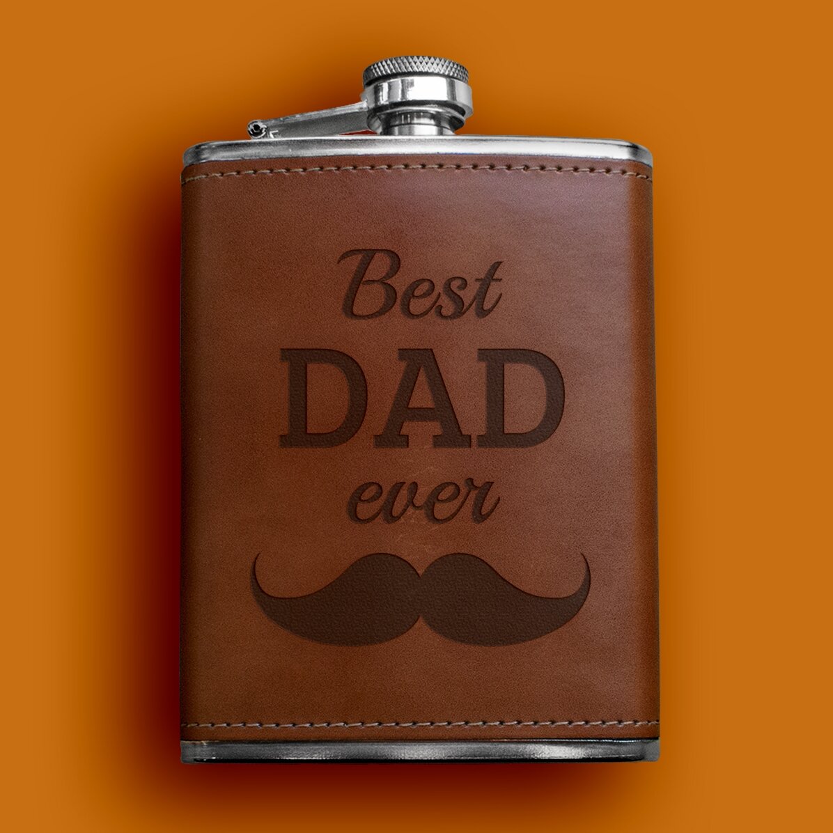 Flacon de poche personnalisé recouvert de cuir - Best DAD