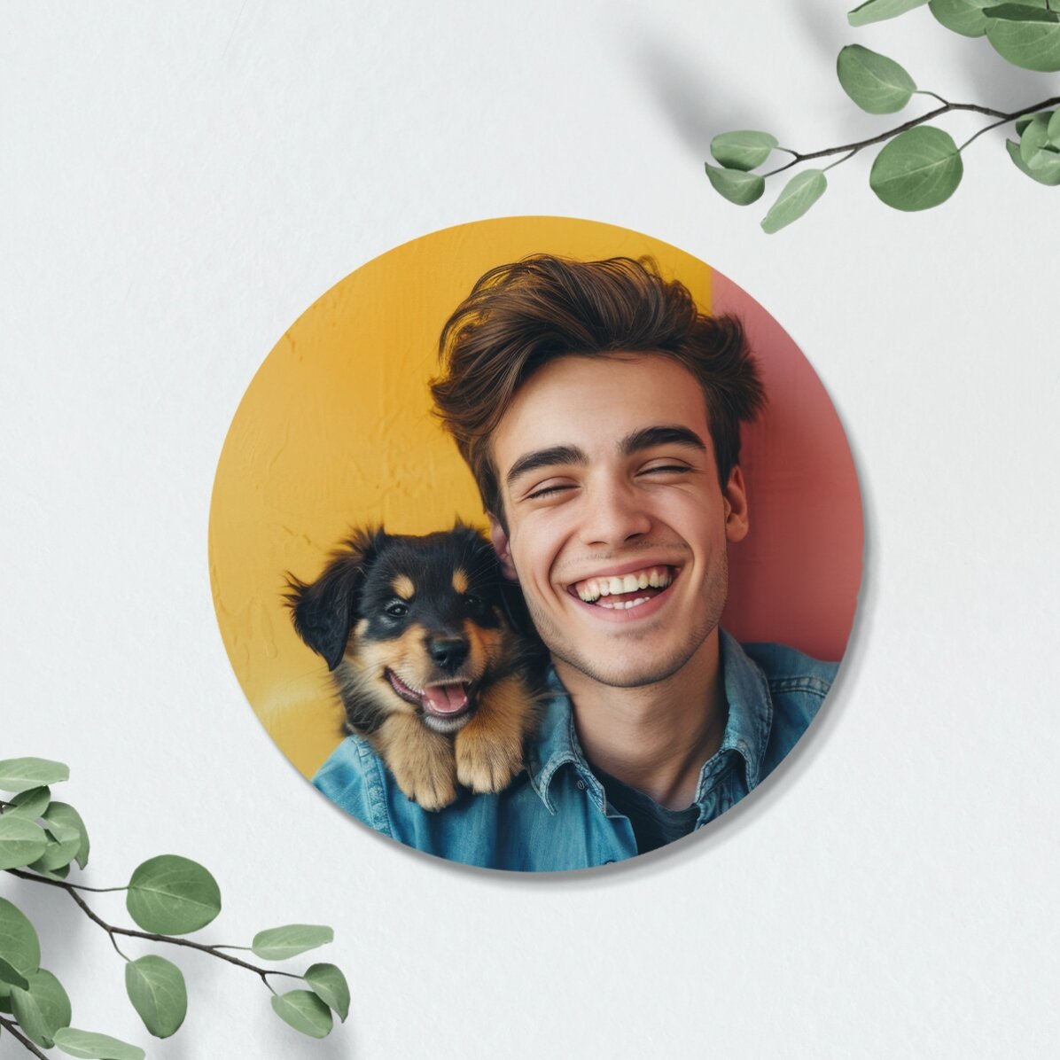 Gepersonaliseerde, gekleurde onderzetter van leer met foto