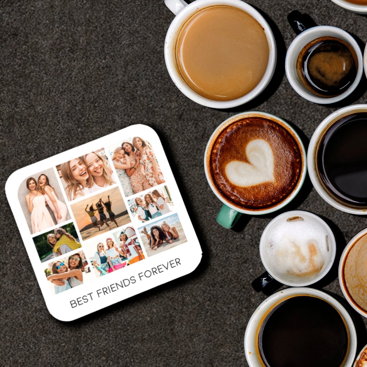 Porte-verre personnalisé avec un collage de photos et un texte