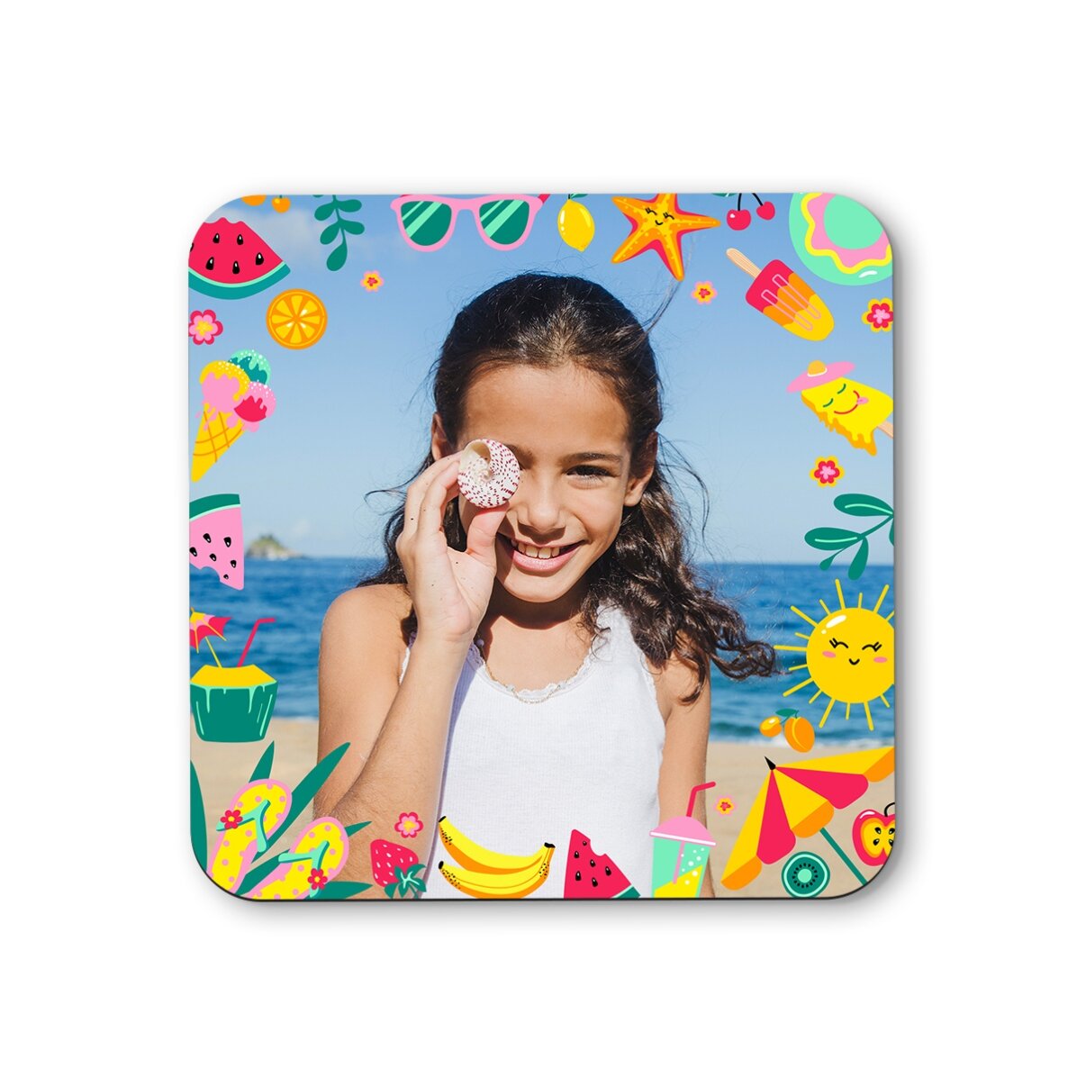 Gepersonaliseerde onderzetter met foto voor kinderen - Summer