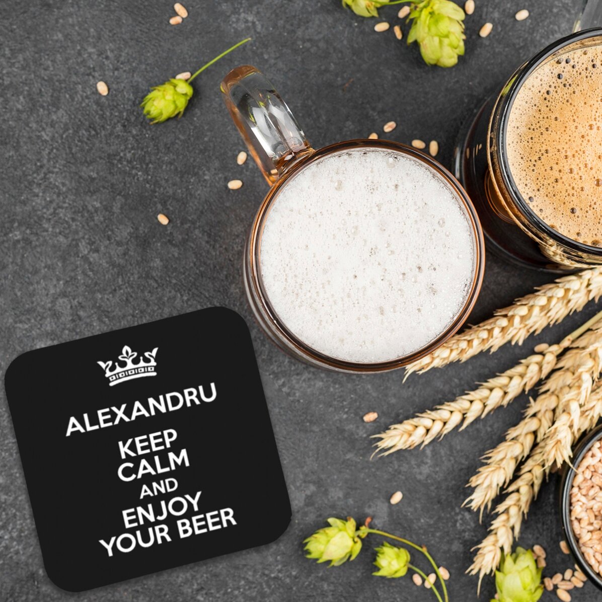 Porte-verre personnalisé avec inscription - Keep Calm Black