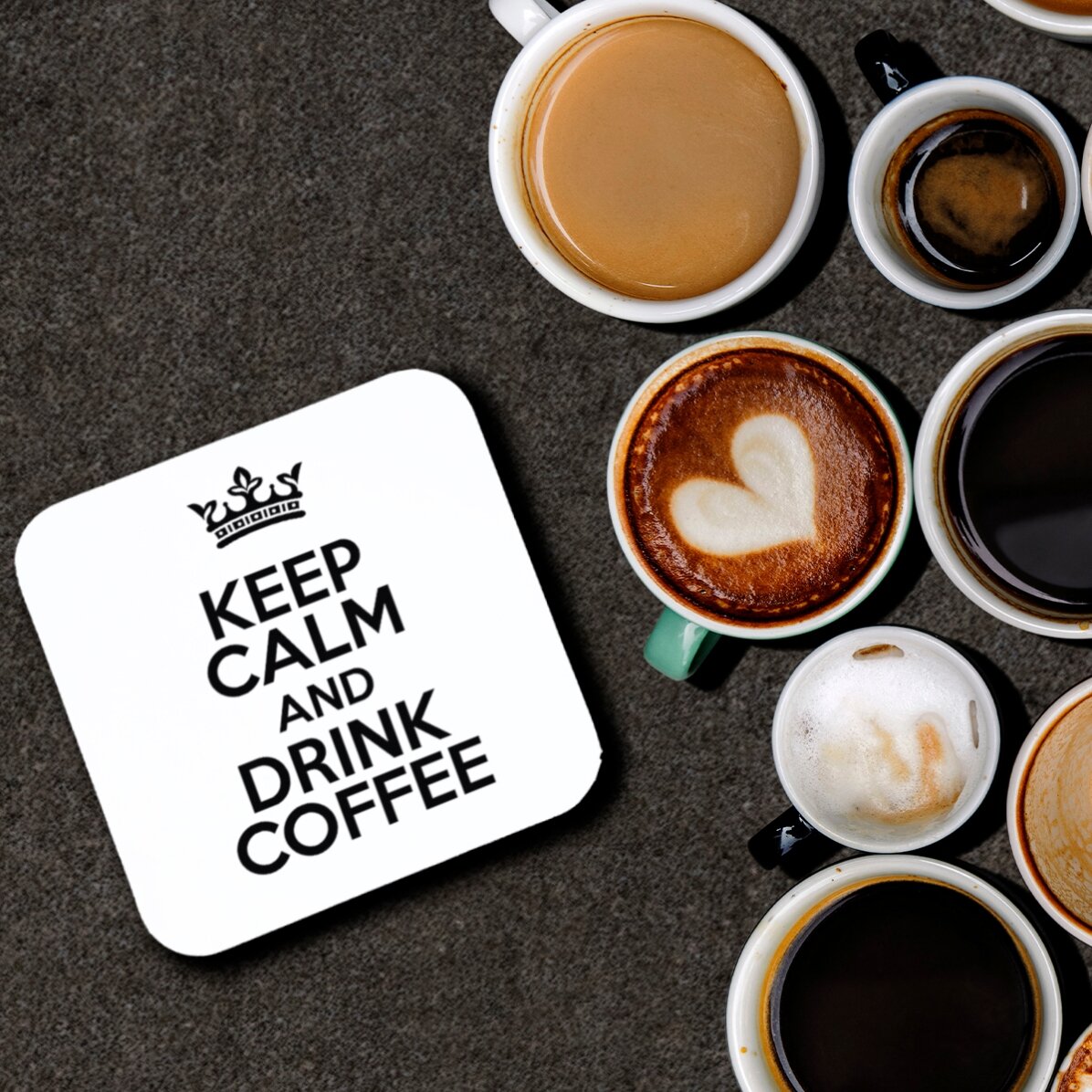 Gepersonaliseerde onderzetter met tekst - Keep Calm White