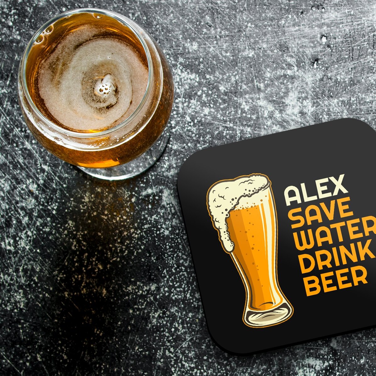 Gepersonaliseerde bierglashouder met tekst - Save water, drink beer