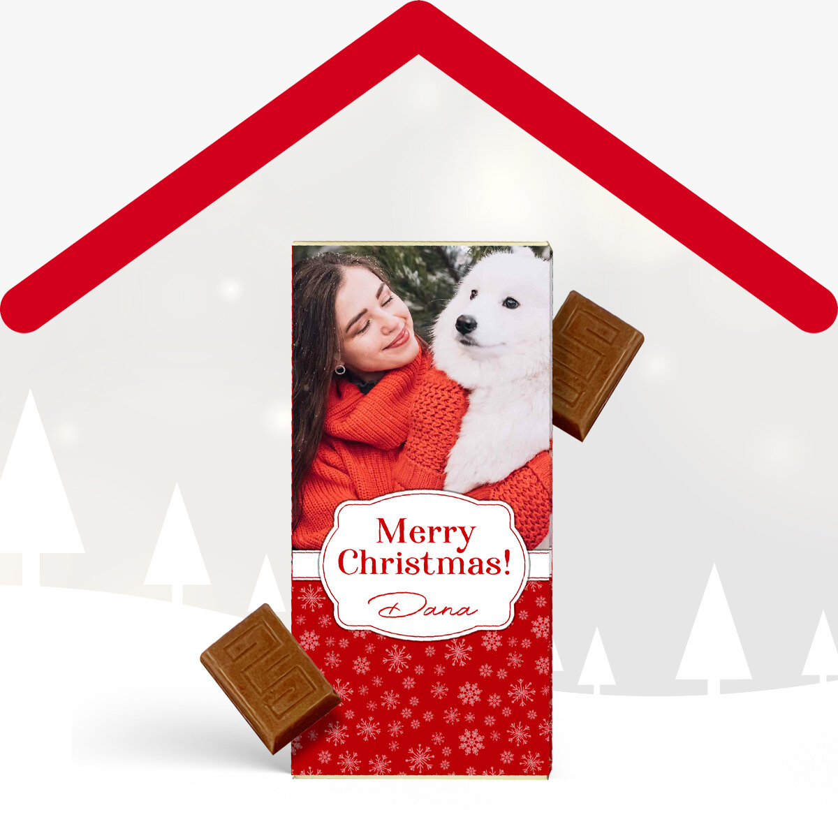 Gepersonaliseerde chocoladereep voor Kerstmis