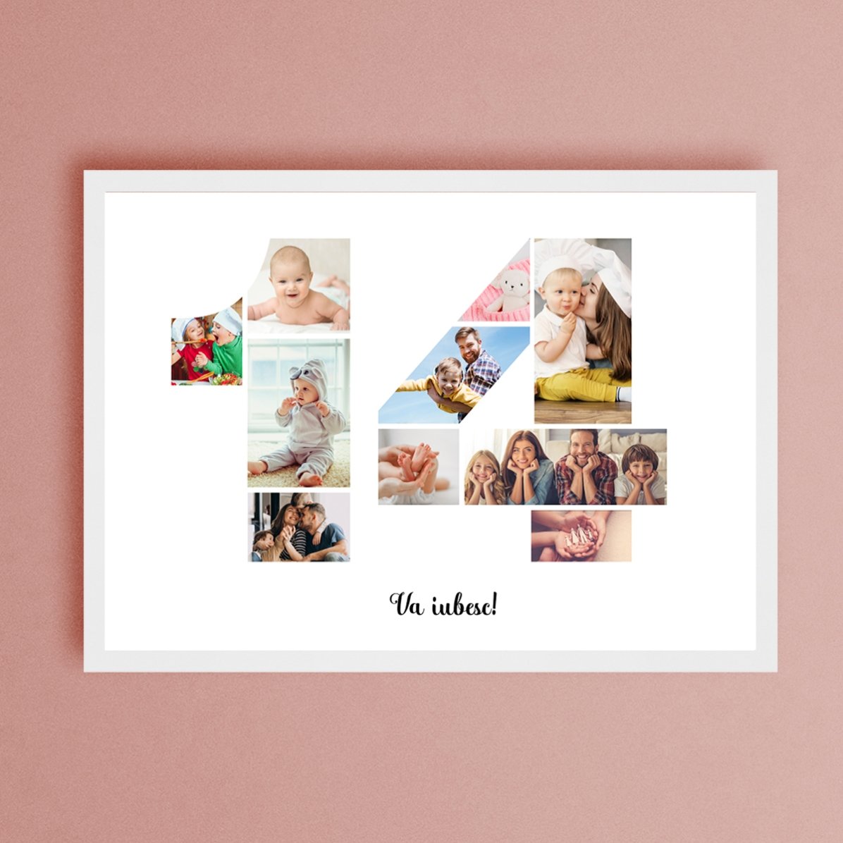 Gepersonaliseerd landschapsschilderij met 10 foto’s, model nr. 14, en een tekstbericht