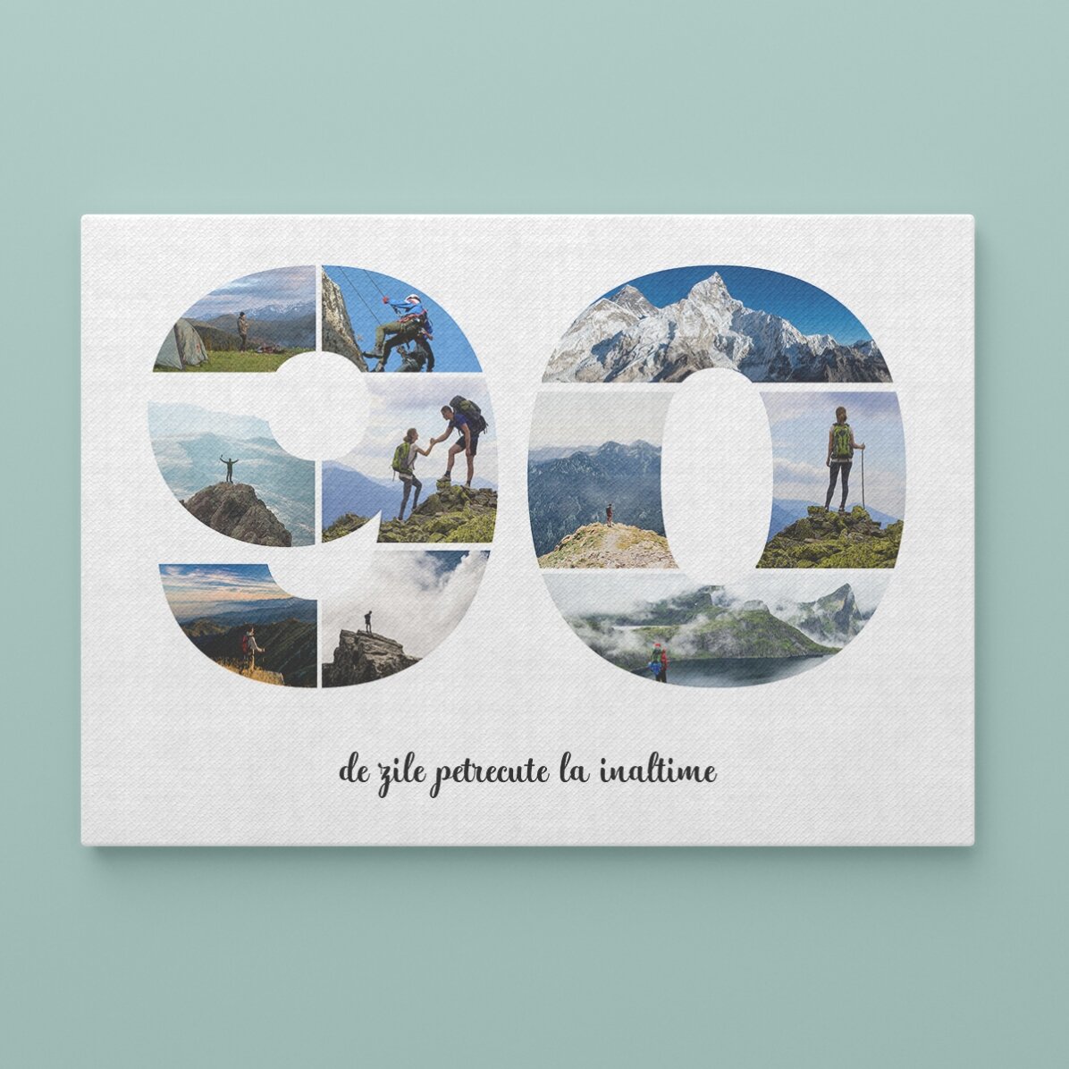 Tableau paysage personnalisé avec 10 photos, modèle n° 90, et un message