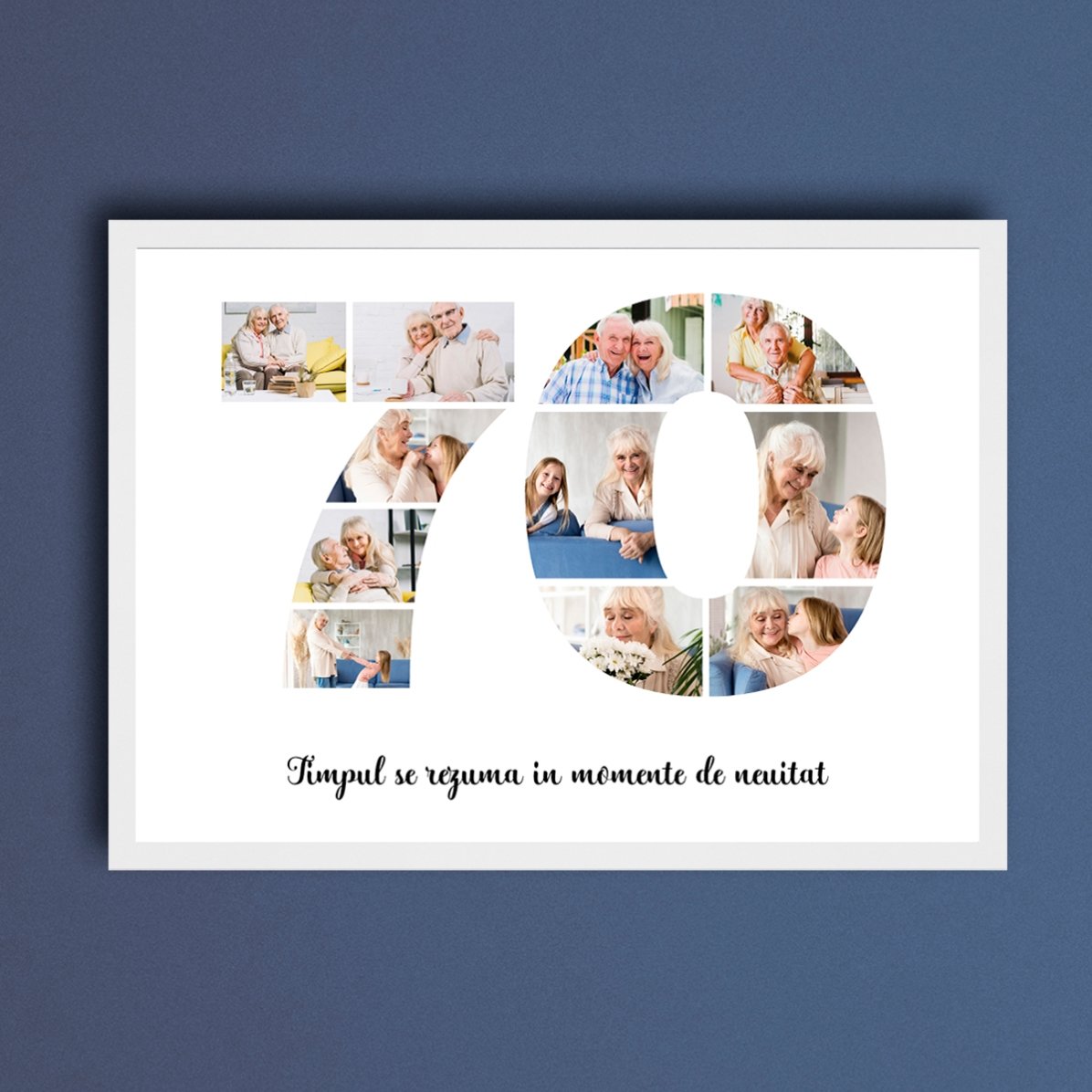 Gepersonaliseerd landschapsschilderij met 11 foto’s, model nummer 70 en tekstbericht