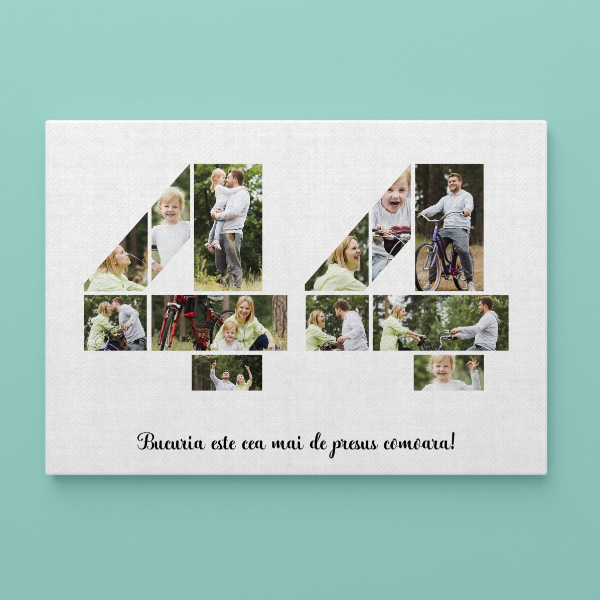 Tableau paysage personnalisé avec 12 photos, modèle n° 44, et un message