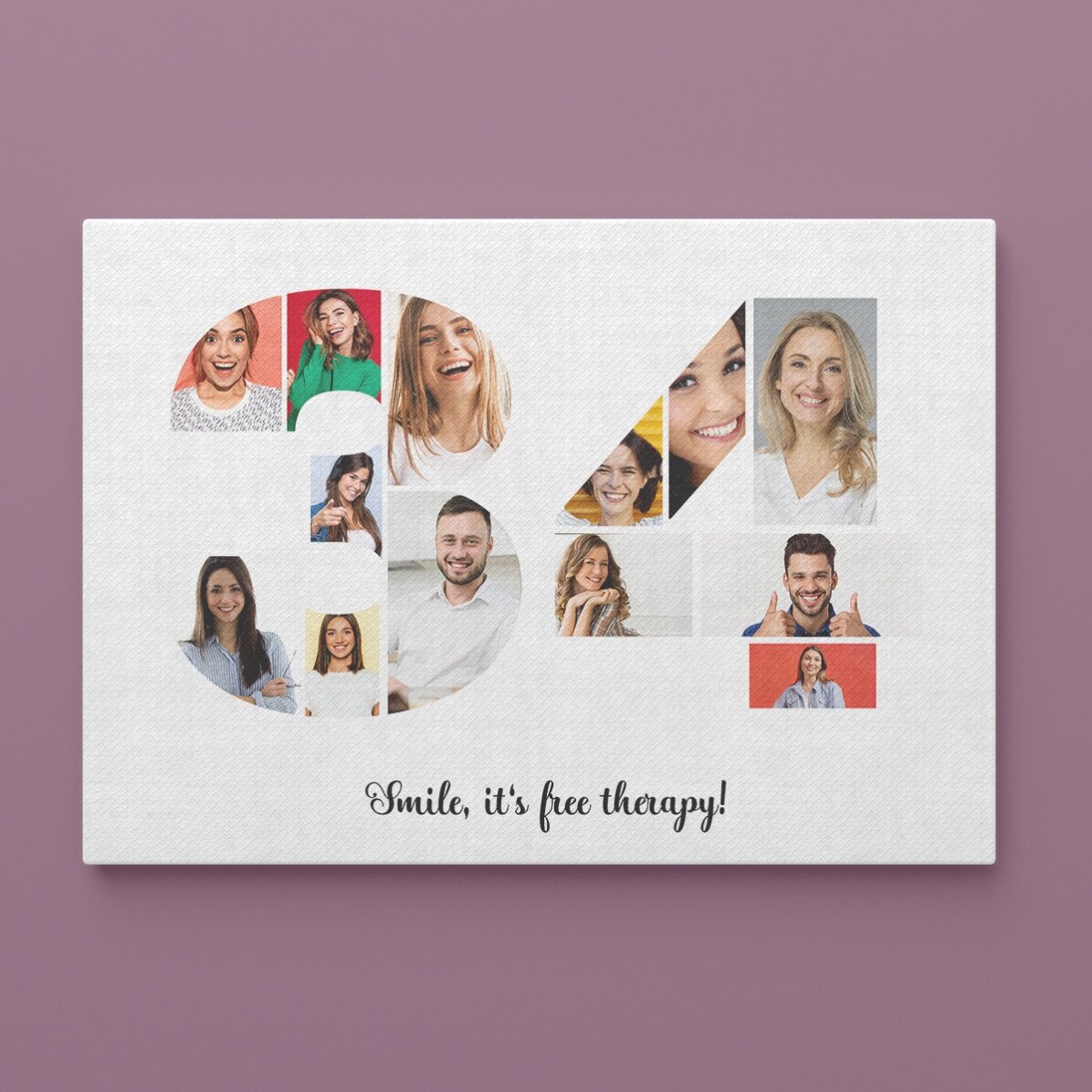 Gepersonaliseerd landschapsschilderij met 13 foto’s, model nummer 34 en tekstbericht