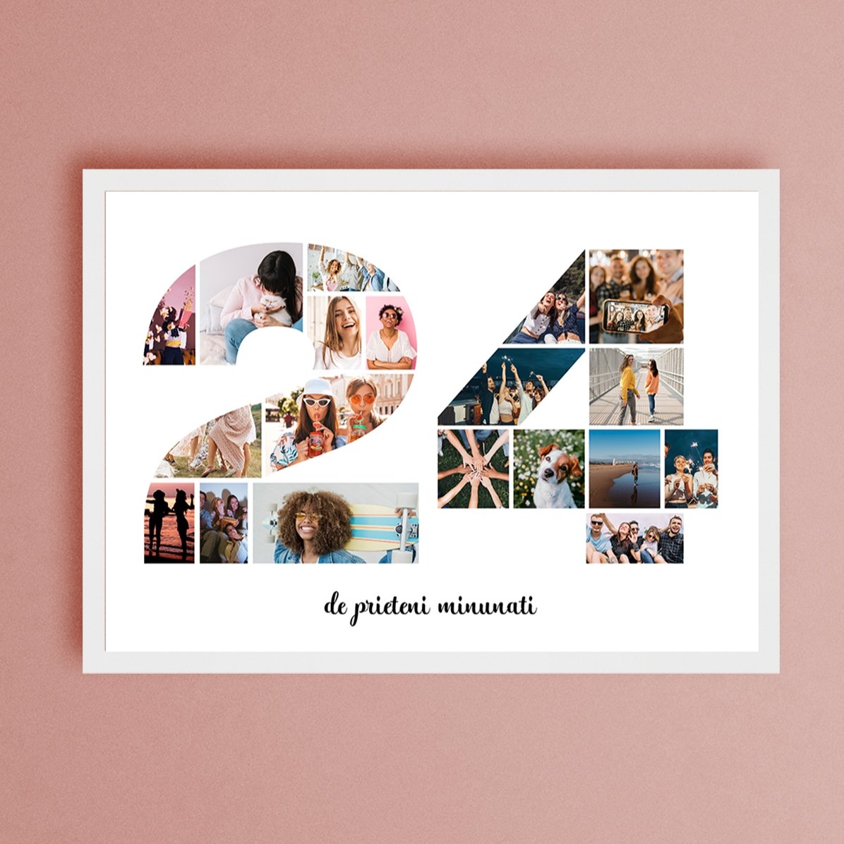 Gepersonaliseerd landschapsschilderij met 19 foto’s, model nr. 24 en tekstbericht