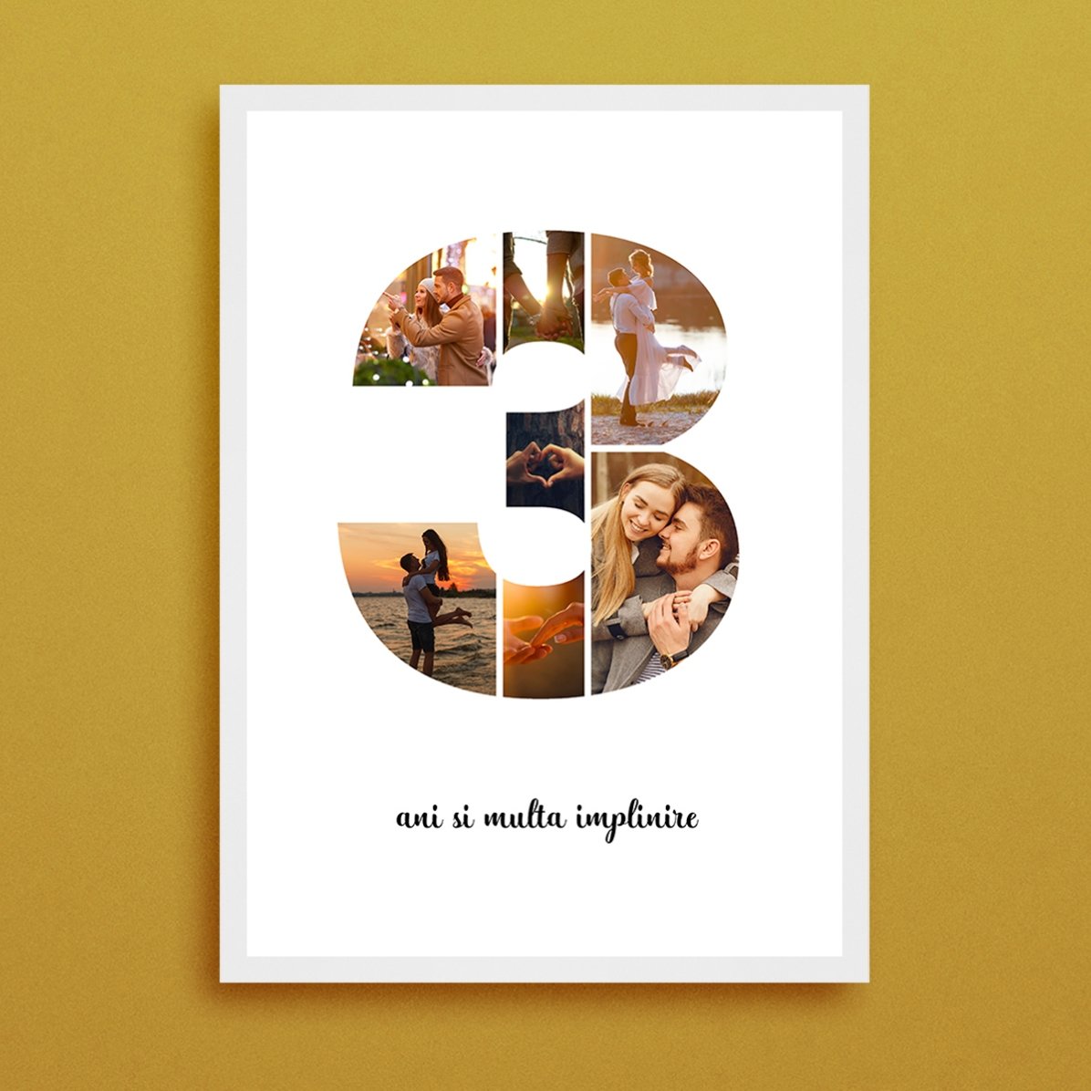 Gepersonaliseerd schilderij met 7 foto’s, model nummer 3 en tekstbericht