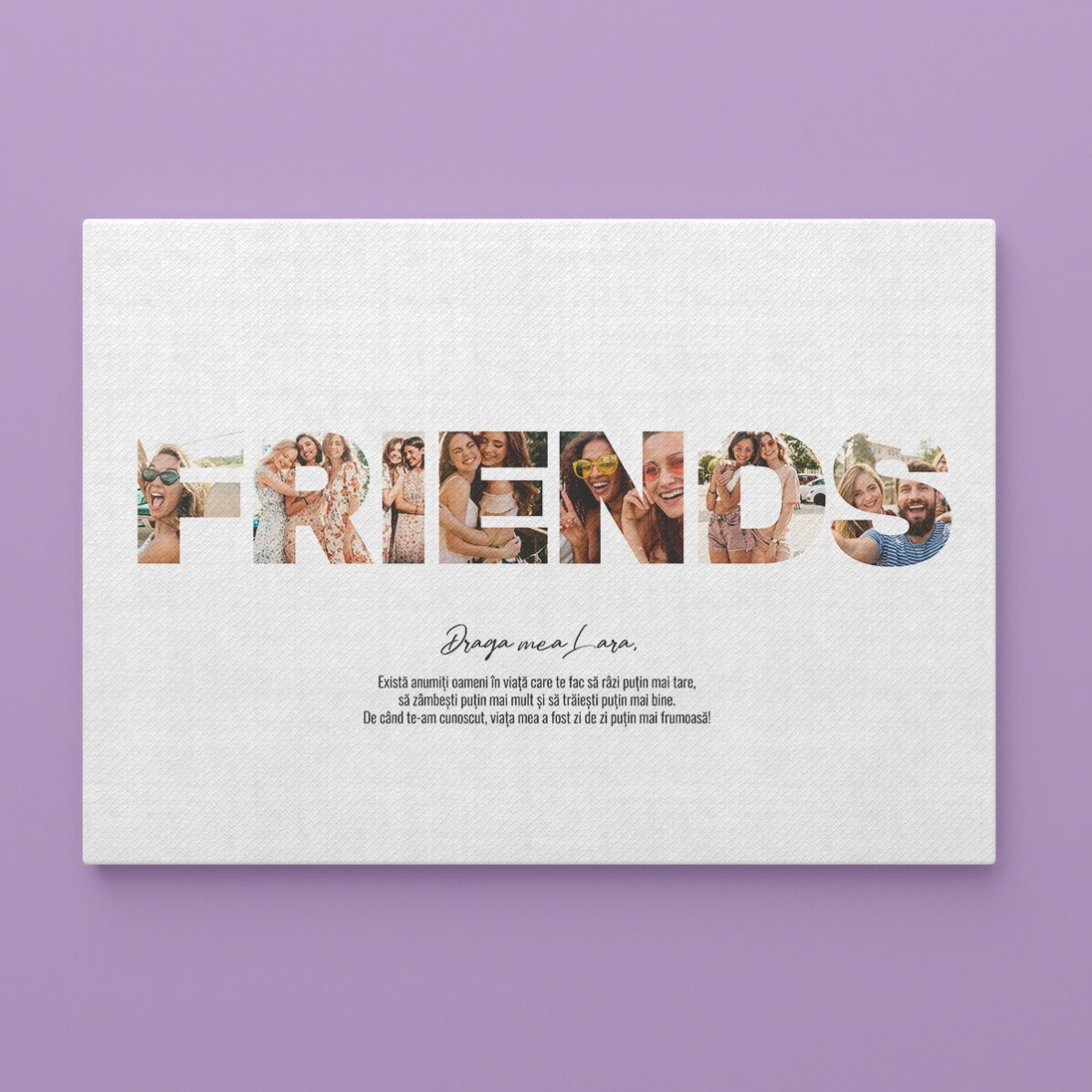 Tableau paysage personnalisé avec 7 photos et un texte - FRIENDS