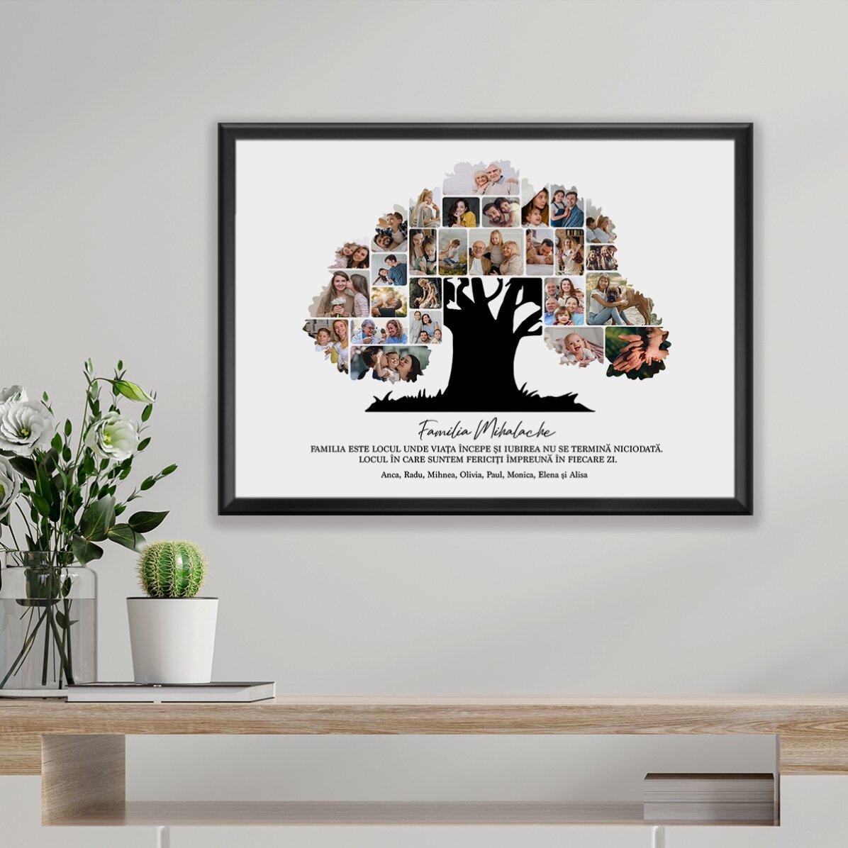 Tableau paysage personnalisé avec photos et texte - Notre famille